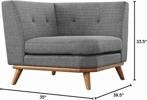 Vista 2 de Modway Engage - Sofá seccional en forma de L, tapizado moderno, color gris, Tela