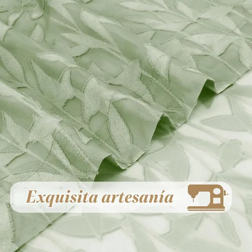 Vista 6 de Gwine - Cortinas traslúcidas color verde salvia de 96 pulgadas de largo, 2