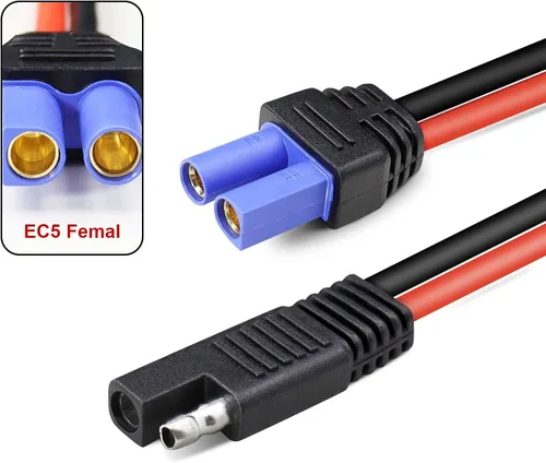 Vista 4 de Cable conector EC5 hembra a SAE, cable adaptador de alimentación automotriz para fuente de alimentación de baterías de panel solar de motor