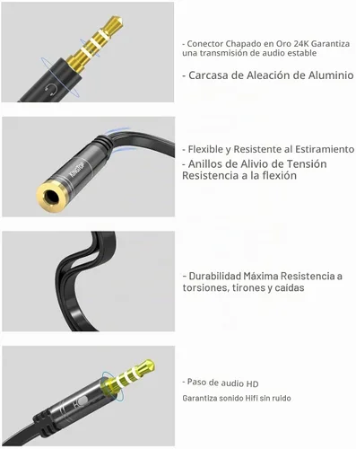 Vista 9 de KINGTOP Adaptador divisor de auriculares y micrófono de 3.5mm - [1 macho a 2 hembras] divisor de auriculares compatible con auriculares de juego