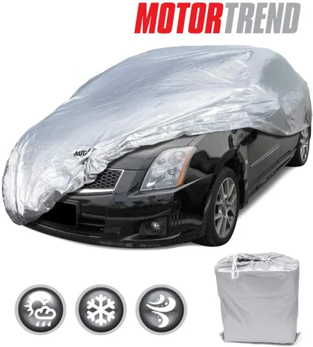 Vista 2 de Motor Trend Capa de protección UV básica, transpirable, a prueba de polvo, ajuste universal, cubierta completa para coche, todo tipo de clima