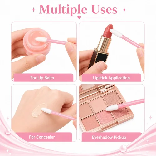 Vista 4 de 100 piezas de aplicadores de brillo labial, pinceles desechables aplicadores de brillo labial varitas de brillo labial aplicadores kit