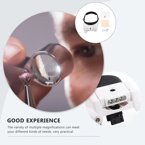 Vista 5 de Head Mounted LED Magnifier for Jewelers, USB Rechargeable, White
