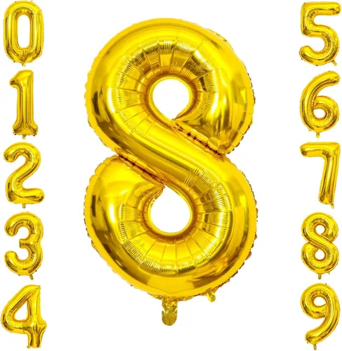 Vista 198 de Globos gigantes de números negros de 40 pulgadas, globos de aluminio de Mylar con helio para cumpleaños, globo número 0 para decoración de fiestas