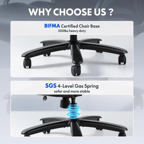 Vista 7 de FLEXISPOT Silla de oficina grande y alta de 500 libras para personas pesadas, silla de computadora de respaldo alto resistente con reposabrazos