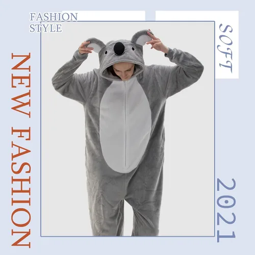 Vista 2 de COSUSKET Snug Fit Unisex Adult Onesie Pajamas, Flannel Cosplay Animal One Piece Halloween Costume Sleepwear Homewear