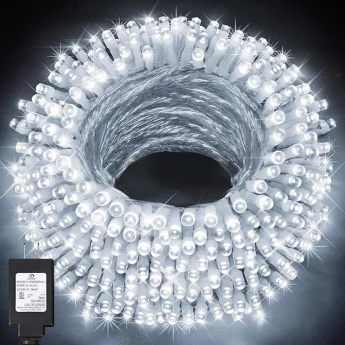 Vista 25 de KNONEW Guirnalda de luces de Navidad para interiores, 60 pies, 180 luces LED impermeables para exteriores, 8 modos de iluminación, función