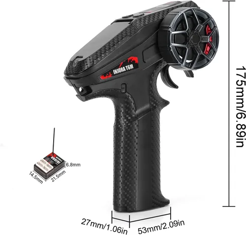 Vista 2 de INJORA T6M Transmisor Micro 2.4GHz con Receptor Compacto T4DCM para Coche RC 1/30 1/24 1/18