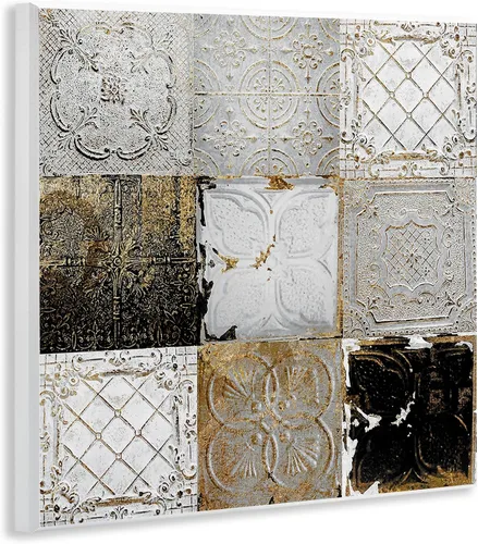 Vista 3 de Stupell Industries Collage de azulejos de techo antiguos, patrones abstractos vintage glamorosos, diseñado por Sophie 6, placa de pared de 12 x 12