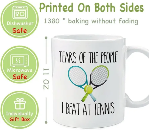 Vista 4 de Tears of The People - Taza divertida de jugador de tenis, regalos para mujeres y hombres, jugadores deportivos, regalos sarcásticos