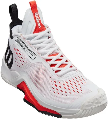 Vista 2 de WILSON Zapatillas Tenis Rush Pro 4.0 MID para hombre Blanco y Amapola, BlancoNegroRojo amapola