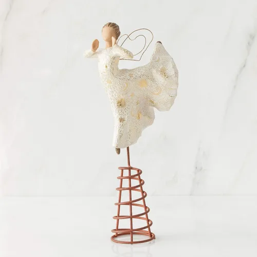 Vista 2 de Willow Tree Song of Joy Tree Topper, figura esculpida pintada a mano Elevated Centerpiece for the Holiday Tree, Cast from a Susan Lordi Original