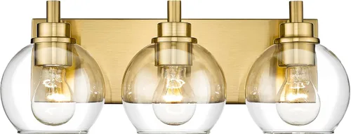 Vista 30 de Accesorios de iluminación de baño, luz de tocador mate negra de 2 luces, apliques de pared modernos con pantalla de globo de vidrio transparente