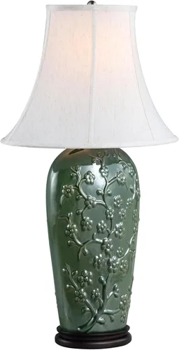 Vista 6 de Aspen Creative 40221-11 - Lámpara de mesa de cerámica esmaltada de transición de 26-1/2 pulgadas, color marrón oscuro y verde claro con pantalla