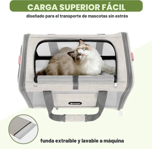 Vista 3 de GAPZER Transportador de gatos aprobado por American Airlines 18x11x11, apertura superior, resistente, suave, bolsa de transporte para mascotas