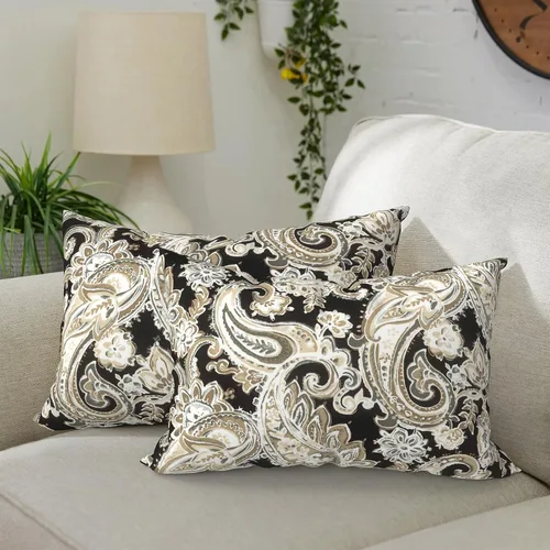 Vista 55 de DYTXIII Paquete de 2 almohadas lumbares impermeables para exteriores con rellenos, 12 x 20 pulgadas, almohada decorativa rectangular para patio