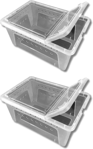 Vista 2 de Jungle Bob - Caja de terrario de reptiles de plástico transparente - Fácil transporte de mascotas - Caja para hierbas pequeñas - Ventilación lateral