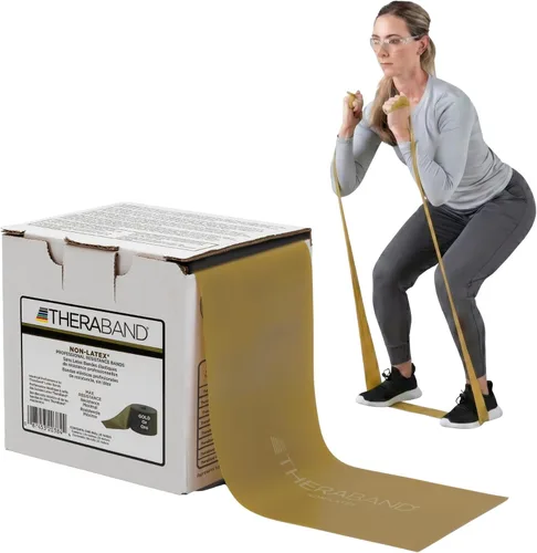 Vista 14 de THERABAND Resistance Band, Gold, Max, 25-Yard Roll, Latex-Free, Elastic Band for Exercise, Physical Therapy, Yoga, Pilates, Stretching, Home