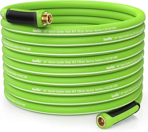 Vista 7 de RAINPOINT Leader - Manguera de jardín de 5 pies, manguera de agua ligera con mango giratorio, flexible, resistente, goma híbrida, con accesorios