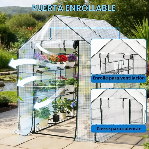 Vista 3 de SUNGIFT - Invernadero para exteriores, blanco, 56 x 85 x 77 pulgadas