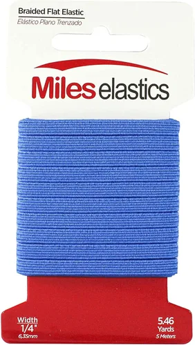 Vista 14 de Miles - Elástico plano trenzado, elástico, fuerte elástico, costura elástica, 1/4 pulgadas (0.250 in) por 5,46 yardas (16.4 ft), fuerte elástico