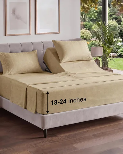 Vista 406 de Extra Deep Twin XL Sheet Set - 3 Piece College Dorm Room - White 01-Blanco