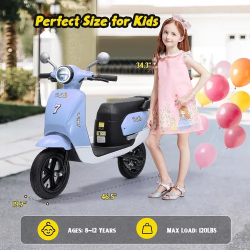 Vista 6 de Motocicleta para niños, ciclomotor eléctrico de 24 V 250 W para Azul