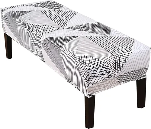 Vista 10 de HAPPYDOG Funda de banco de comedor con estampado de elastano elástico, funda tapizada extraíble antipolvo, lavable, protector de asiento para sala