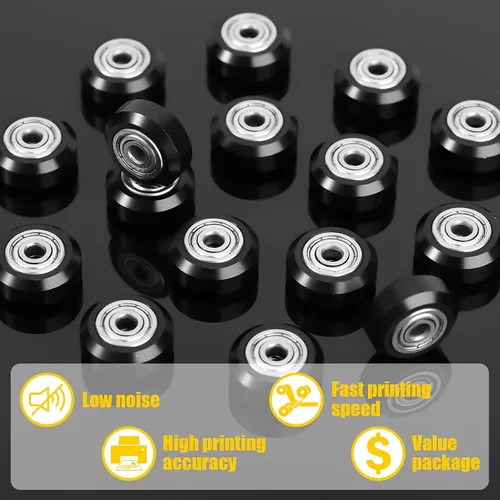 Vista 4 de Honoson 16 unidades de ruedas de impresora 3D, ruedas de polea POM, rodamiento lineal de polea de plástico 625zz, compatible con Creality CR10