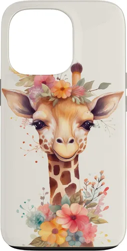 Vista 10 de Cute Giraffe with Flowers Giraffe Floral Case for iPhone 17
