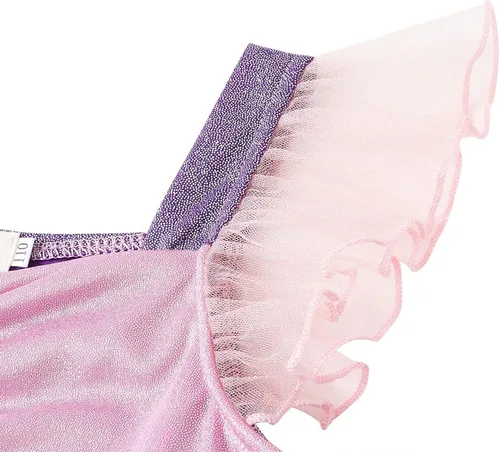 Vista 5 de HenzWorld Mermaid Princess Costume Dress up Outfit Birthday Party Spaghetti Strap Fish Skirt Accessories Jewelry Pink