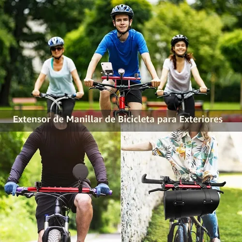 Vista 7 de Manillar de bicicleta, extensor de manillar de bicicleta de 11.8 pulgadas, soporte multifuncional de aleación de aluminio, extensión de soporte