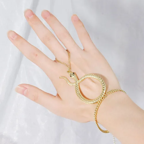 Vista 2 de Long tiantian Pulsera de serpiente para mujer, pulsera de serpiente ajustable Medusa, pulsera de serpiente de animal para fiesta de Halloween