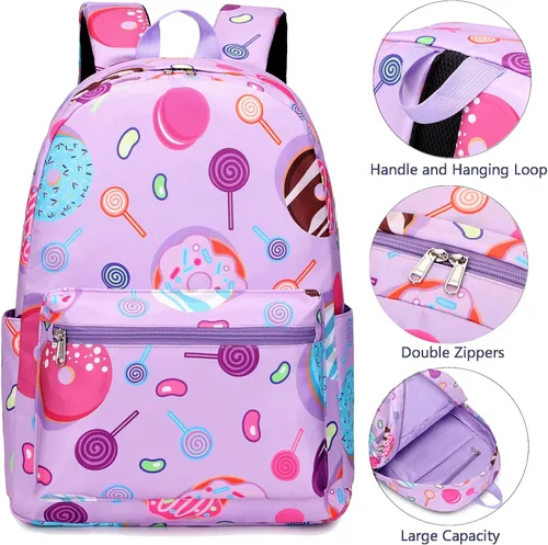 Vista 4 de Meisohua Mochilas escolares para niñas, mochila de unicornio con bolsa de almuerzo y estuche para lápices, juego de bolsas escolares 3 en 1