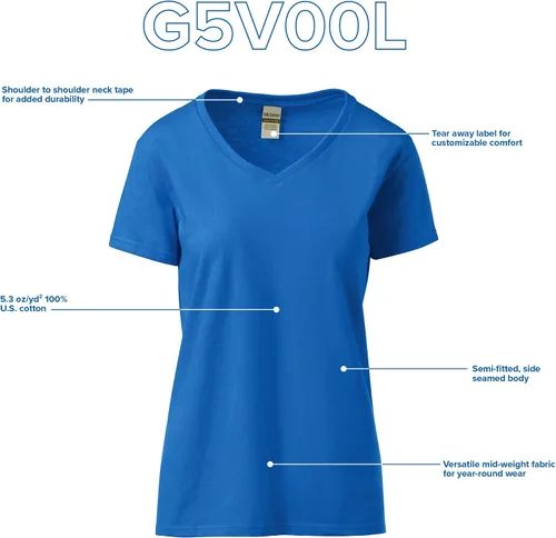 Vista 4 de Gildan - Camiseta para mujer con cuello en V de algodón pesado, paquete con 2