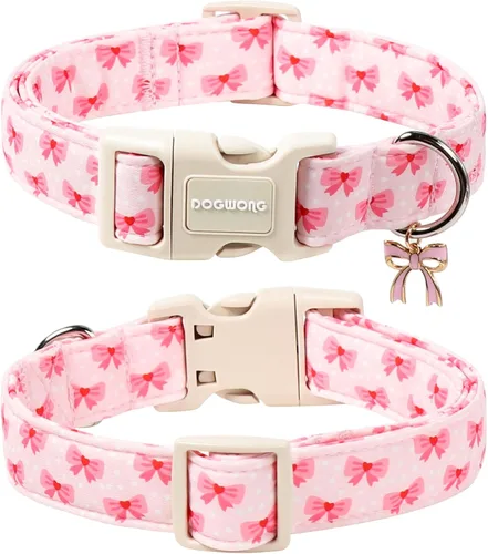 Vista 34 de DOGWONG Collar para perro de San Valentín, collar ajustable de algodón con corazón de caramelo azul, perfecto para perros pequeños a medianos