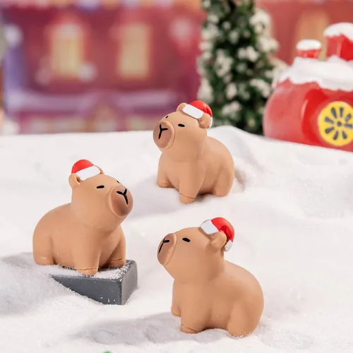 Vista 4 de 60 figuras de Capybara de Navidad, mini animales de resina para decoración de Navidad, aldea de Santa, rellenos de cajas de regalo, recuerdos