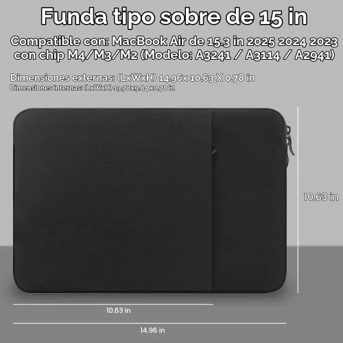 Vista 2 de ProElife Funda para portátil MacBook Air de 15 pulgadas M5 M4, resistente Negro
