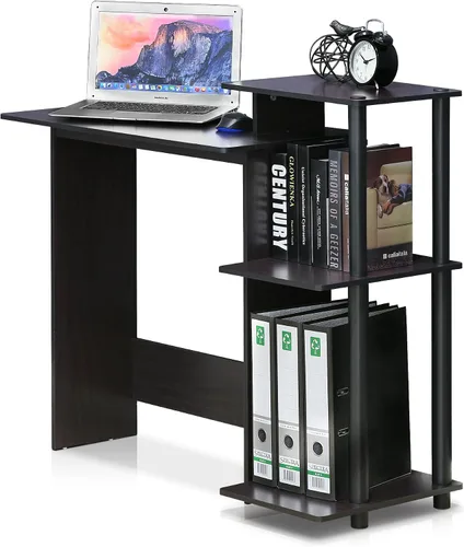 Vista 25 de Furinno EFFICIENT - Escritorio para juegos de 28.6 pulgadas de ancho con 3 estantes laterales abiertos, escritorio para computadora portátil