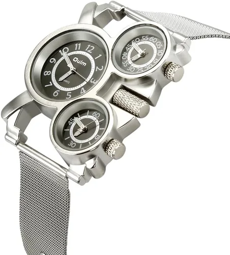 Vista 9 de Oct17 Reloj de pulsera analógico de cuarzo militar de acero inoxidable con malla de metal, correa de reloj durable, incluye subesferas, multi zona