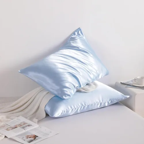 Vista 3 de NTBAY Paquete de 2 fundas de almohada estándar de satén para cabello y piel, lujosas y sedosas fundas de almohada con cierre de sobre, 20 x 26
