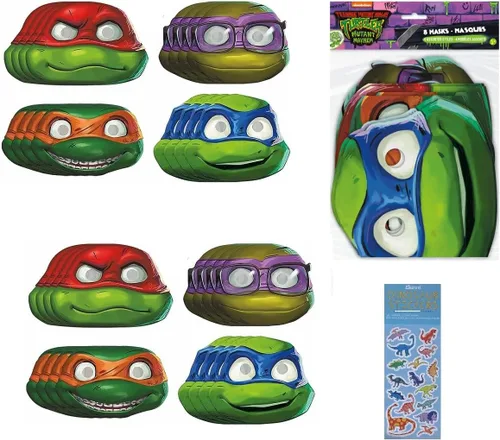 Vista 2 de TMNT - Paquete de suministros para fiesta de cumpleaños de las Tortugas Ninja Teenage Mutant incluye 16 platos de almuerzo, 16 servilletas, 1 mantel