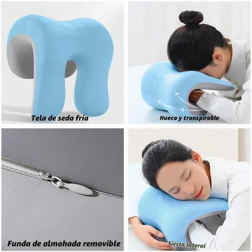 Vista 7 de chislim Soporte de cuello para silla de oficina, almohada de escritorio de espuma viscoelástica para siesta, funda lavable, se adapta a la mayoría