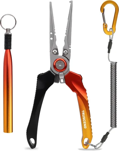 Vista 12 de TRUSCEND Easy Use Lockable Fishing Pliers with Tungsten Carbide Cutter, Innovative Ergonomic Handy Handle, Saltwater Corrosion Resistant Teflon