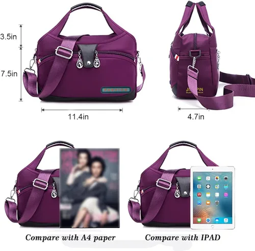 Vista 7 de Bolso cruzado para mujer, bolso de hombro casual, impermeable, tela Oxford, bolso de mensajero para mujer