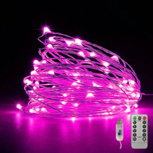 Vista 15 de Fantasee Luces de Cadena de Alambre de Cobre USB Alimentadas Luces de Hadas LED 8 Modos con Temporizador Control Remoto para Hogar Dormitorio Fiesta