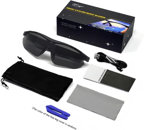 Vista 9 de Gafas de sol polarizadas con Bluetooth, color negro, para hombres y mujeres UV Protection, Open Ear Speakers, Built-in Mic, Sport Smart Glasses