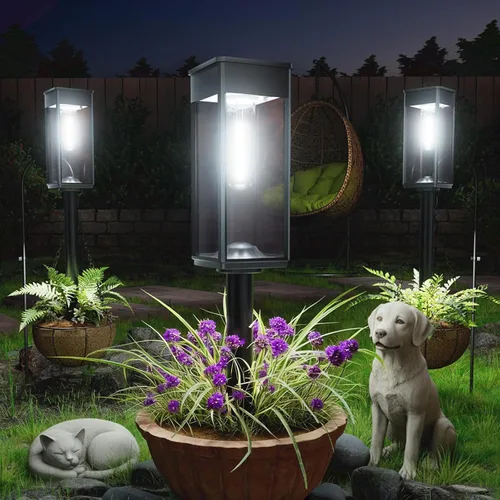 Vista 10 de ALFIOT - Farolas solares para camino al aire libre, luces solares para exteriores, impermeables IP65, encendido/apagado automático, luces de jardín