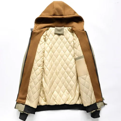 Vista 5 de Chaqueta bomber para hombre, casual, otoño, invierno, primavera, cremallera, ligera, acolchada, cortavientos, abrigos, abrigos, con capucha