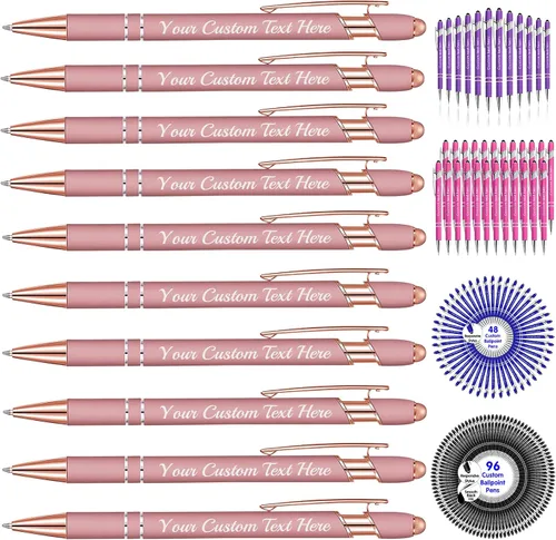 Vista 45 de Bolígrafos personalizados a granel con punta de lápiz capacitivo, bolígrafos personalizados de 0.020 in con nombre, logotipo o mensaje grabado